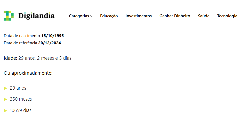 Calculadora de idade: saiba dia, mês e ano